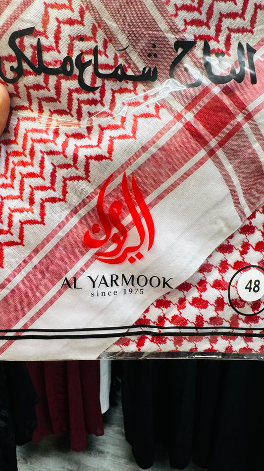 Al Yarmook Shemagh – Premium Red & White Keffiyeh (Since 1975)