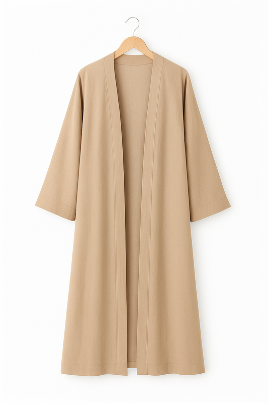 Minimalist Open Abaya – Beige