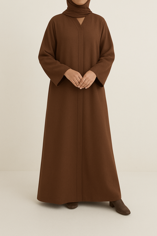 Minimalist Open Abaya – Brown