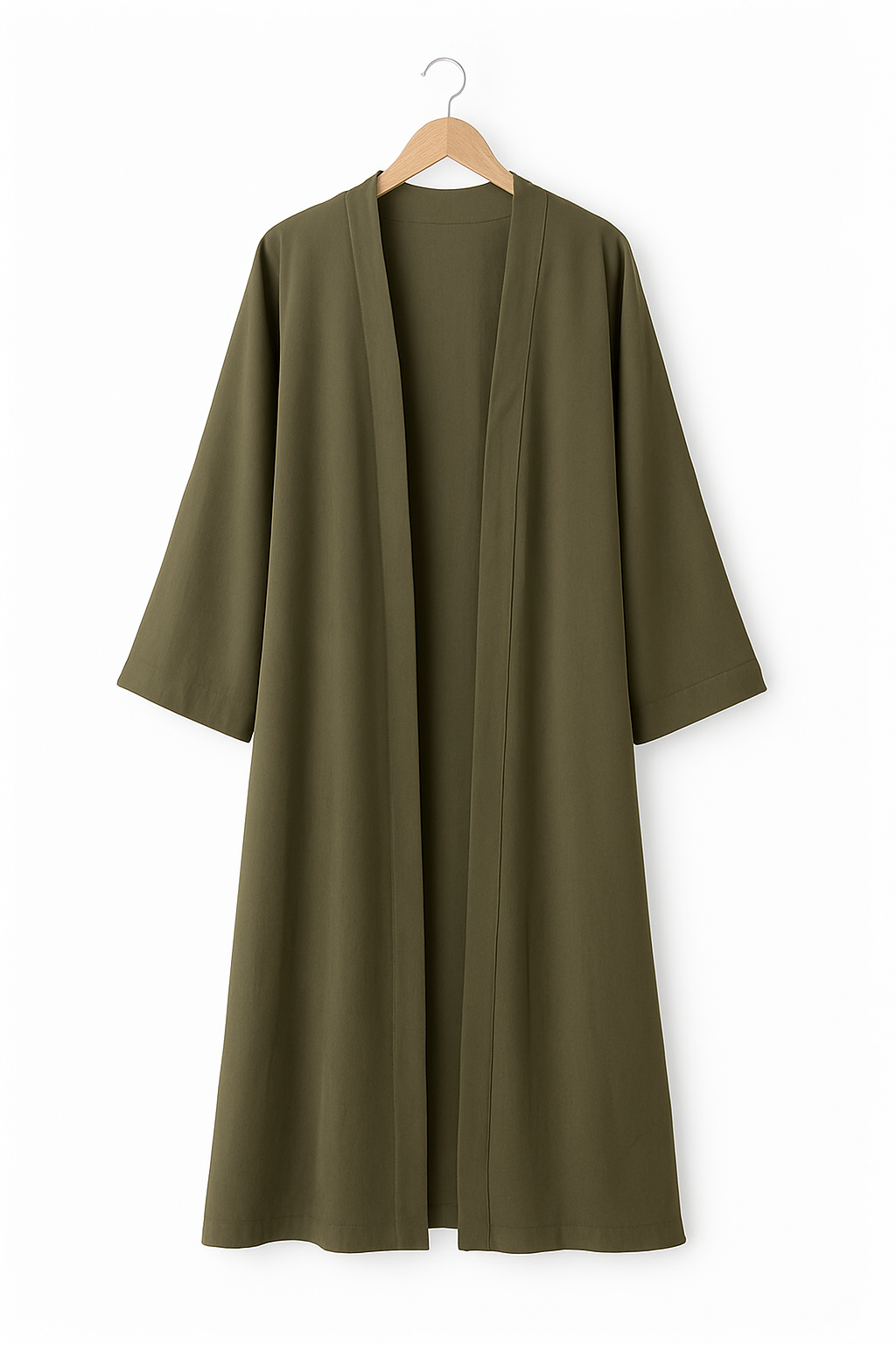 Minimalist Open Abaya – Olive Green