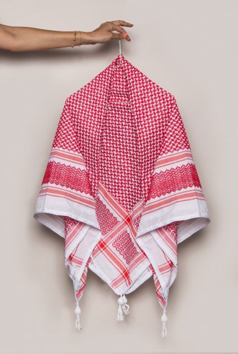 Al Yarmook Traditional Red Keffiyeh Scarf (Unisex, Lightweight, 47x47 in.)