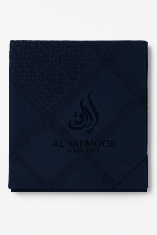 Al Yarmook Shemagh – Premium Navy Blue Keffiyeh (Since 1975) – Size 49
